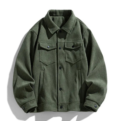 Spring and Autumn men's corduroy lapel jacket 2025 men's new American retro brand loose and handsome multi-pocket cargo jacket
