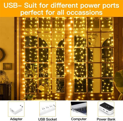 Christmas Lights LED Fairy String Curtain Lights 8 Mode Remote USB Festoon Christmas Decor For Home Holiday New Year Lamp