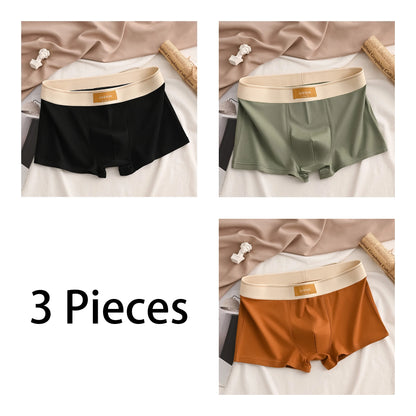 3Pcs High-Quality Cotton Men's Boxer Briefs Soft Healthy Casual Fashionable Sport Boxers Trendy Men's Shorts Underwear