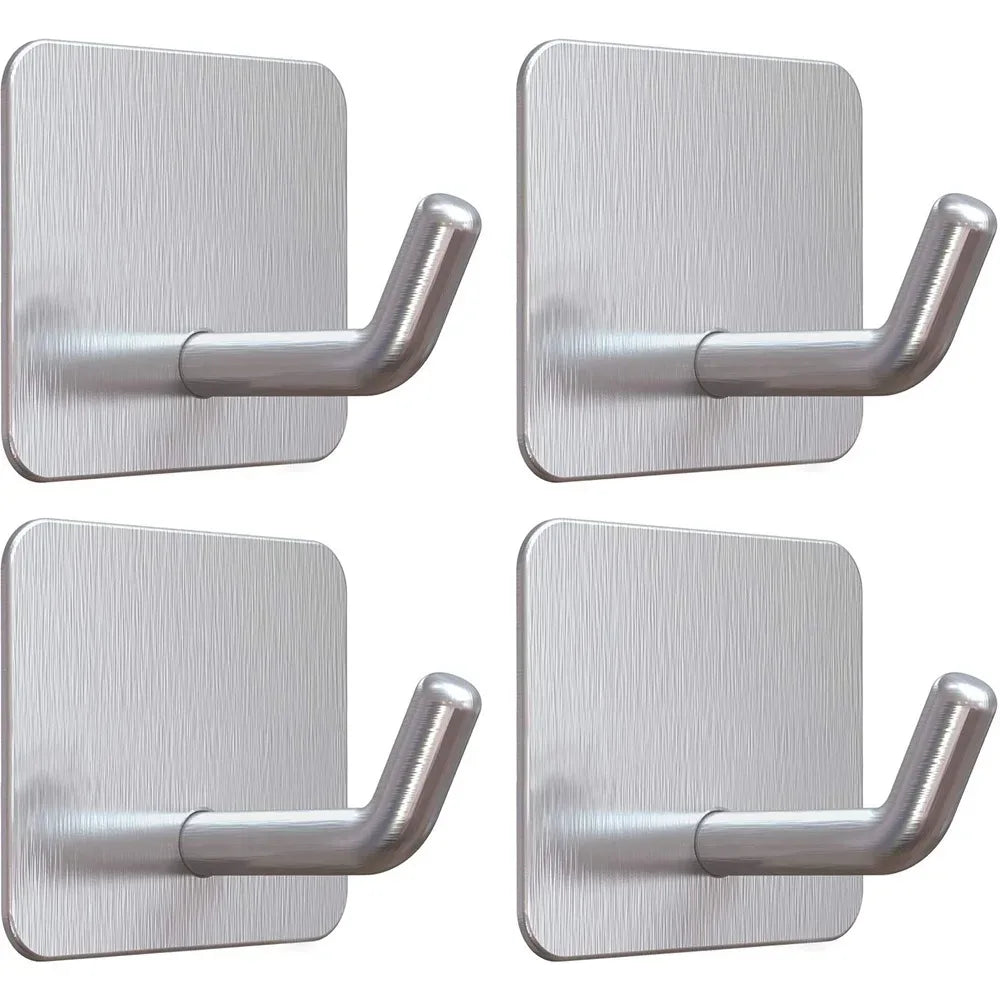 SUS304 Stainless Steel Adhesive Hook Self Adhesive Wall Hooks Hanger Heavy Duty Waterproof Storage Holder Stick on Towel Hooks