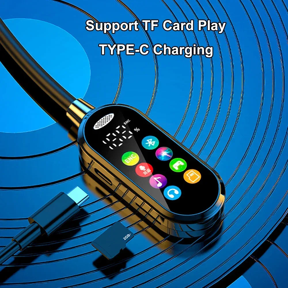 Color Screen Bluetooth 5.4 Earphones Neckband Headphones Wireless Headsets Noise Reduction Earbuds for Live Earphone Monitor