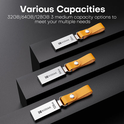 KODAK USB 2.0 Flash Drive 128GB 64GB 32GB Pen Drive Waterproof Mini Memory Stick Leather Metal U Disk