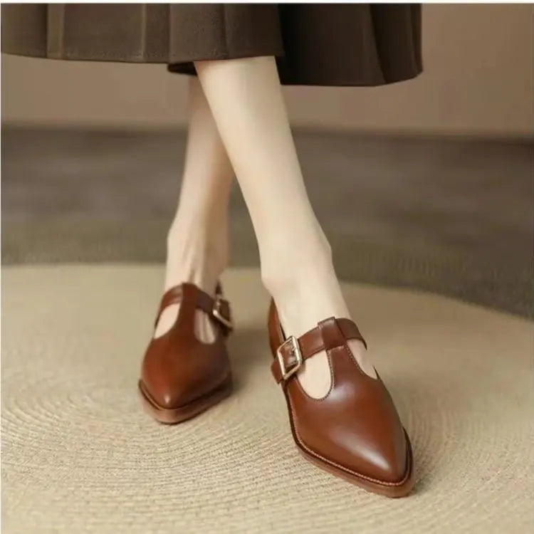 Ladies Shoes 2024 New Mary Janes Women's High Heels Fashion Buckle Strap Office and Career High Quality Pointed Toe Heels Women