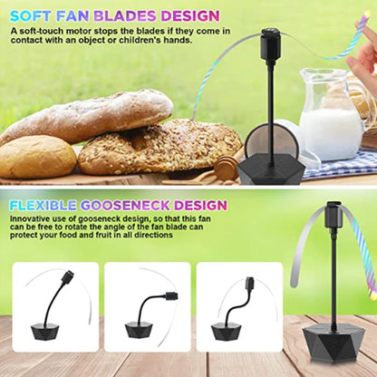 Retractable Fly Repellent Fan - USB Rechargeable Battery Powered, Outdoor Party Bug Deterrent Device