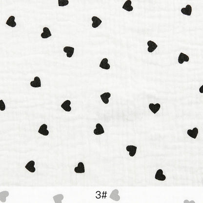 Soft Heart Print Cotton Sewing Fabric Crepe Double Layer Gauze Cloth Valentine's Day Diy Towel Material YHW300530