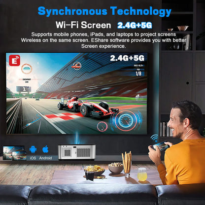 HORLAT 35000Lumenes 4K Android Projector 8K Decode Video Audio Home Theater AutoFocus Keystone 5G WiFi Portable Proyector Beamer