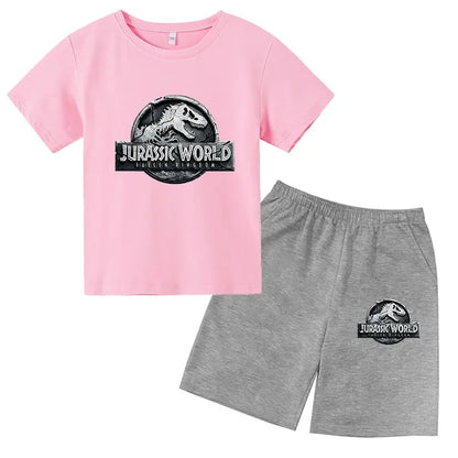 Summer Short Sleeve T Shirt +shorts 2 Piece Set Children Clothes Luxury Brand Print Sport Casual Fashion Boy Girl Kid Tracksuit