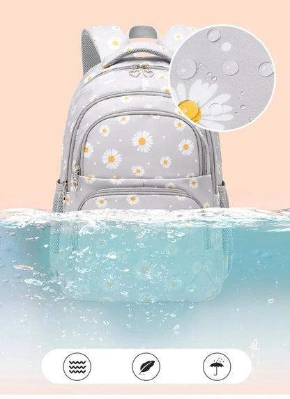 Daisy Pattern School Bag Backpack Pencil Case Handbag Three Piece Set Nylon Fabric Waterproof Boys Girl Teenagers Trend Backpack