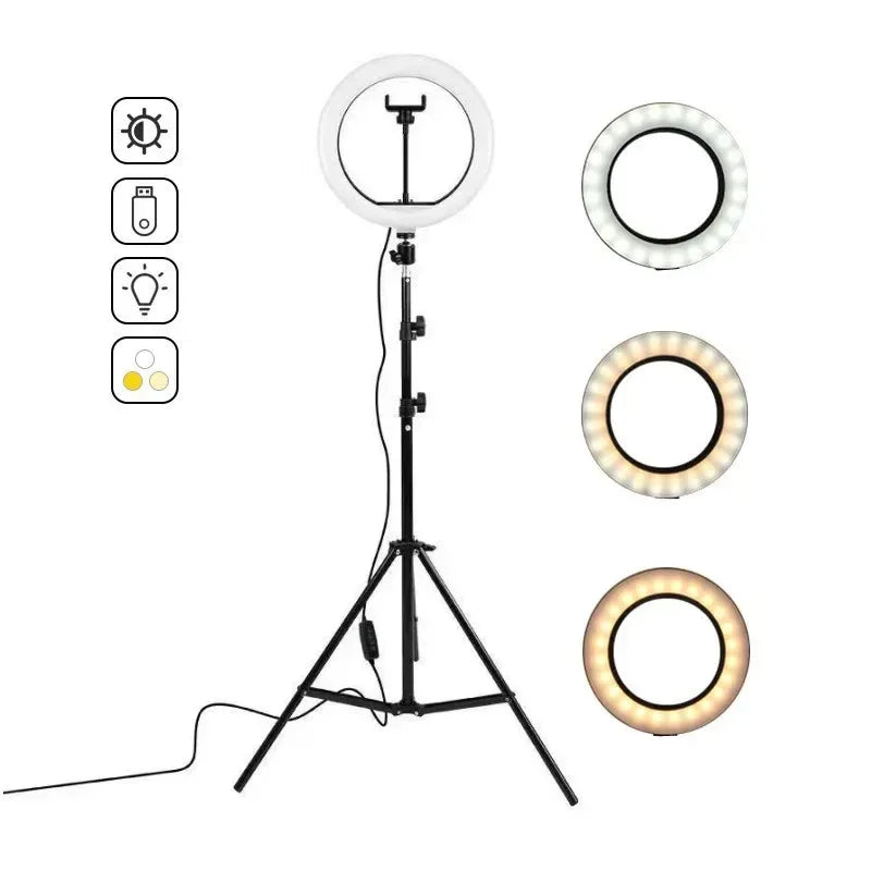 10" 26cm LED Selfie Ring Light Photography Video Light RingLight Phone Stand Tripod Fill Light Dimmable Lamp Trepied Streaming