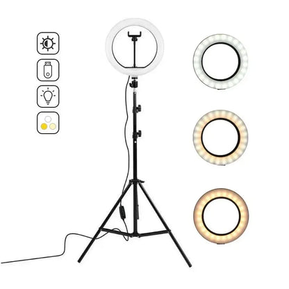 10" 26cm LED Selfie Ring Light Photography Video Light RingLight Phone Stand Tripod Fill Light Dimmable Lamp Trepied Streaming