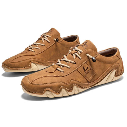 2024 Hand Sewn Leather Shoes for Men Light Outdoor Walking Casual Shoes Big Size 47 48 Slip-On Driving Loafers Men