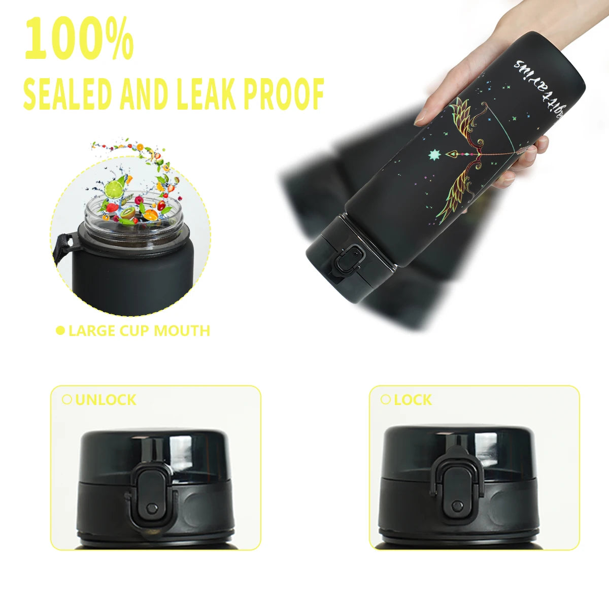 12 zodiac Aquarius 1L outdoor activity leak-proof plastic cup portable water bottle birthday gift holiday gift