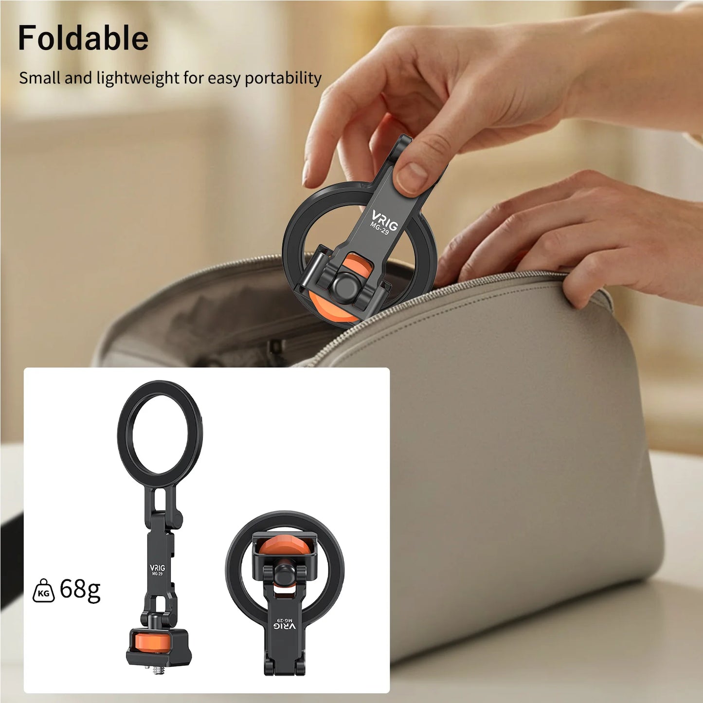 Magnetic Cold Shoe Mount for Phones Magnetic Foldable Phone Stand 1/4 Screw and Cold Shoe Mount for Live Streaming Photography