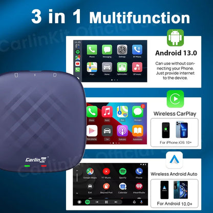 CarlinKit CarPlay Ai Box Android 13 Plus QCM6125 8-core Wireless Android Auto& CarPlay Car USB Adapter FOTA Upgrade For Netflix