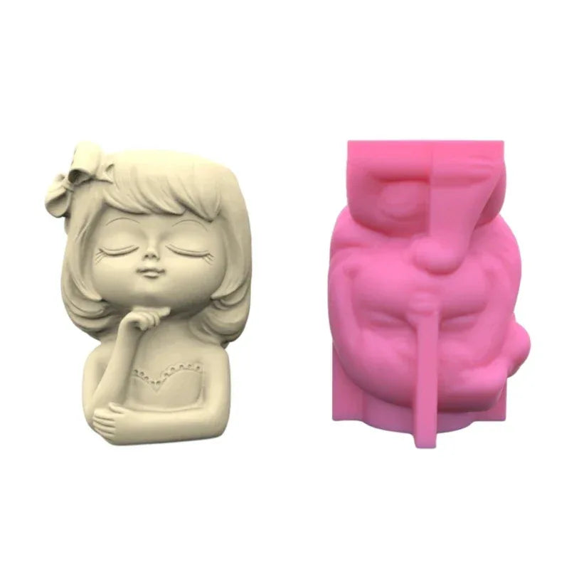 21 Types Nonstick Girls Pen Holder Mold Flower Pot Silicone Mold DIY Crafts Ornament Tool DIY Succulent Planter Mold