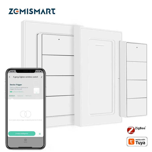 Zemismart Zigbee Wireless Switch,US Standard Scene Controller, Work with Tuya,Home Assistant, Homey, Hubitat,Smartthings