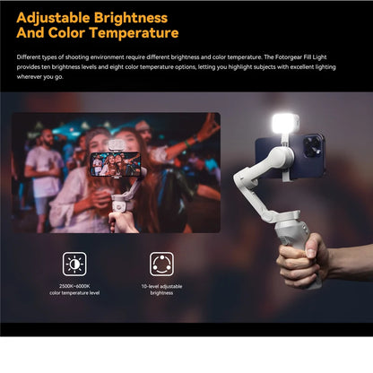 GBL01 Magnetic Mini Fill Light w/ Charging Box for DJI Osmo Mobile 6/SE/OM5, Zhiyun SMOOTH4/5/ Feiyu Handheld Gimbal Stabilizer