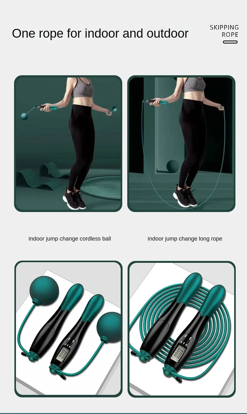 LCD Digital Jump Rope with Smart Counter, Adjustable Cordless/Corded Skipping Rope for Home Gym, Cardio, Boxing & Crossfit Train
