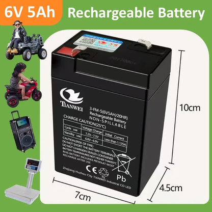 Rechargeable 6V/12V Battery 5Ah/7Ah/8Ah/12Ah Long-lasting Lead-acid Battery for Children's Car,Security Alarm,Sprayer,UPS