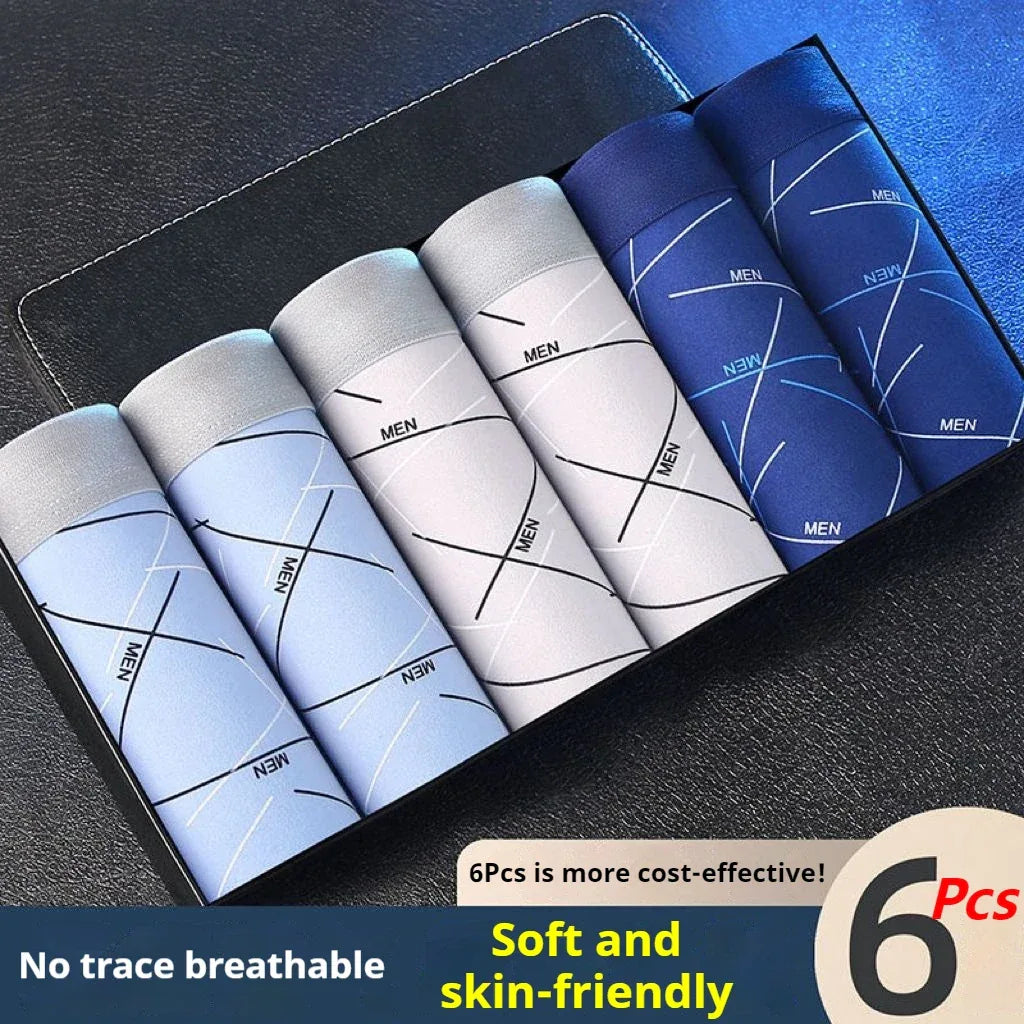 6Pcs Men's Sexy Underwear Boxers Mens Short Soft Comfortable Breathable Fashion Antibacterial Trunks Fitness Running Man Shorts