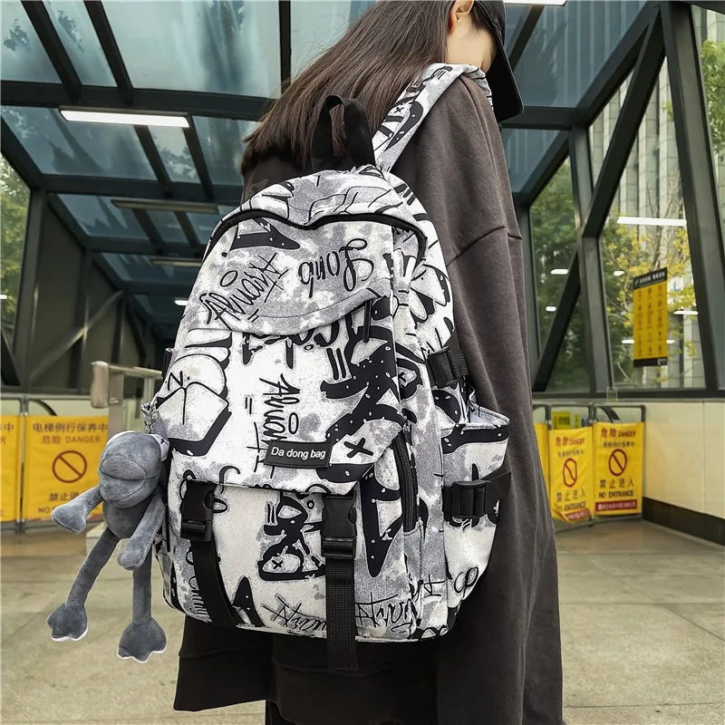 middle high school backpack for teenage boys cool school bag college student backpack large capacity schoolbag for boy cute doll