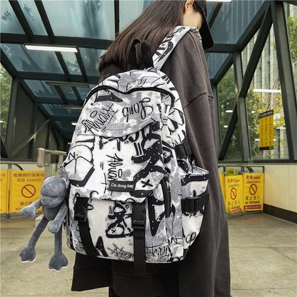 middle high school backpack for teenage boys cool school bag college student backpack large capacity schoolbag for boy cute doll