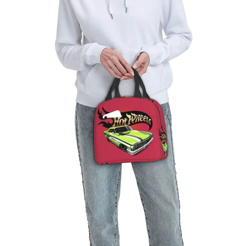 Custom Hot Wheels For Fans Thermal Insulated Lunch Bag Cartoon Sport Car Portable Lunch Container Travel Multifunction Food Box