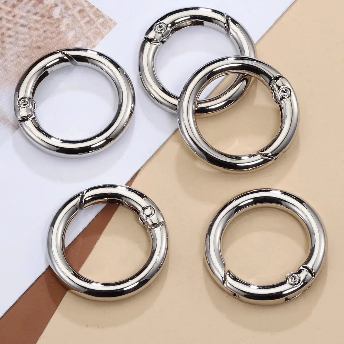 10/50pcs Metal O Ring Spring Clasps for DIY Jewelry Openable Round Carabiner Keychain Bag Clips Hook Dog Chain Buckles Connector
