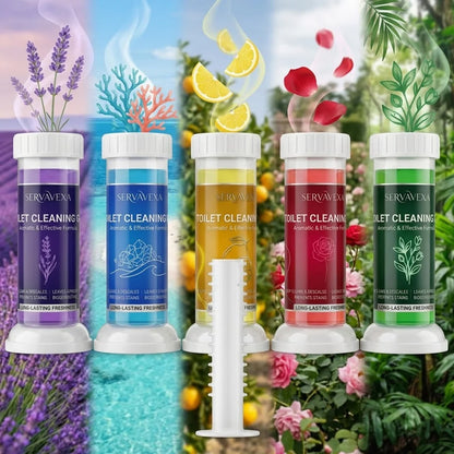 SERVAVEXA 5Pcs Toilet Cleaning Gel Kit Aromatic Flower Needle Stamp Cleaner Deodorizer Removes Stains & Limescale Fresh Scent
