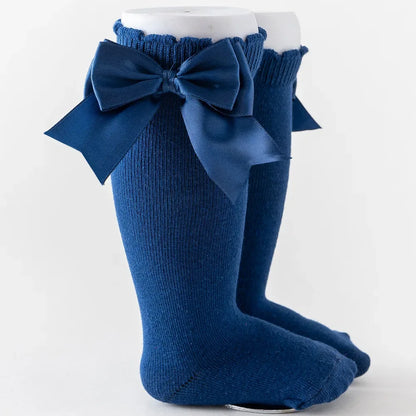 Winter Autumn Kids Knee High Socks Baby Girls Cotton Socks Big Bow Soft Toddlers Princess Children Long Socken For 0-5Years
