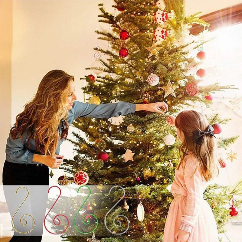 20pcs/bag Christmas Ornaments Metal S-Shaped Hooks Holder Christmas Tree Ball Pendant Hanging Decorations Home Navidad New Year