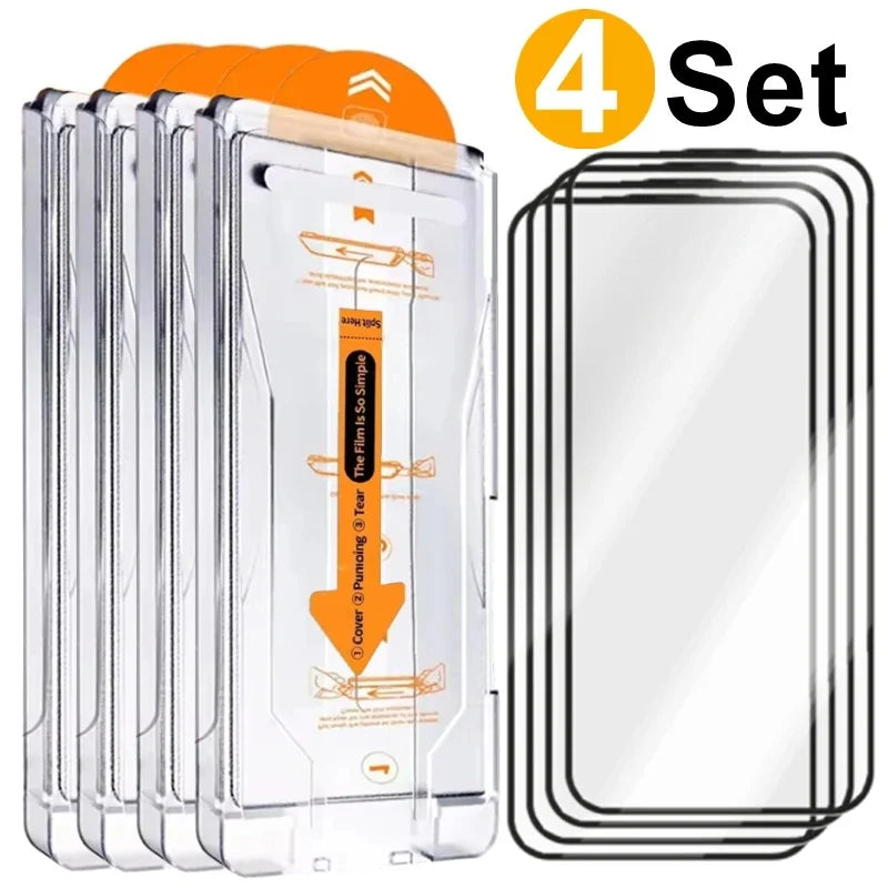 1-4Pack Tempered Glass Screen Protector For iPhone 15 Pro Max 15Pro 15Plus Anti-scratch Protective Film with Easy Install Kit