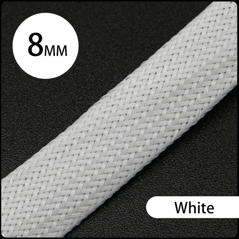 1~50M PET Braid Sleeve High Density 8mm Insulated Expandable Braided Wires Organizer Cable Wrapping Sheath Protector