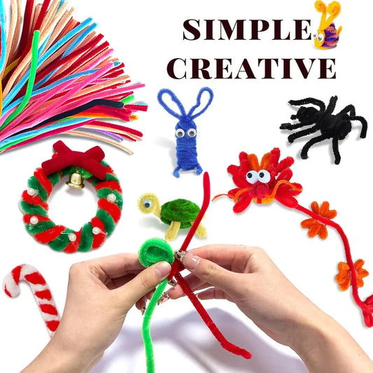 100-1500Pcs Pipe Cleaners Craft Multicolor Chenille Stems Twisting Sticks for Kids DIY Arts Handcraft Decor Plush Stick