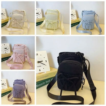 Bowknot Water Bottle Sling Bag Large Capacity Adjustable Gym Bottle Bag Waterproof Convenience Crossbody Sports Bottle Bag Gym