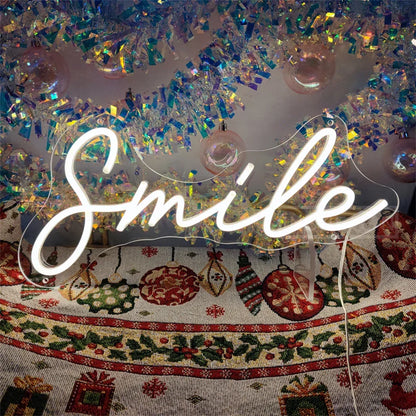 Smile Neon Signs USB-powered Desktop/Bedroom Neon Sign Girl Room Birthday Party Camping Bar Valentine's Day Christmas Decoration