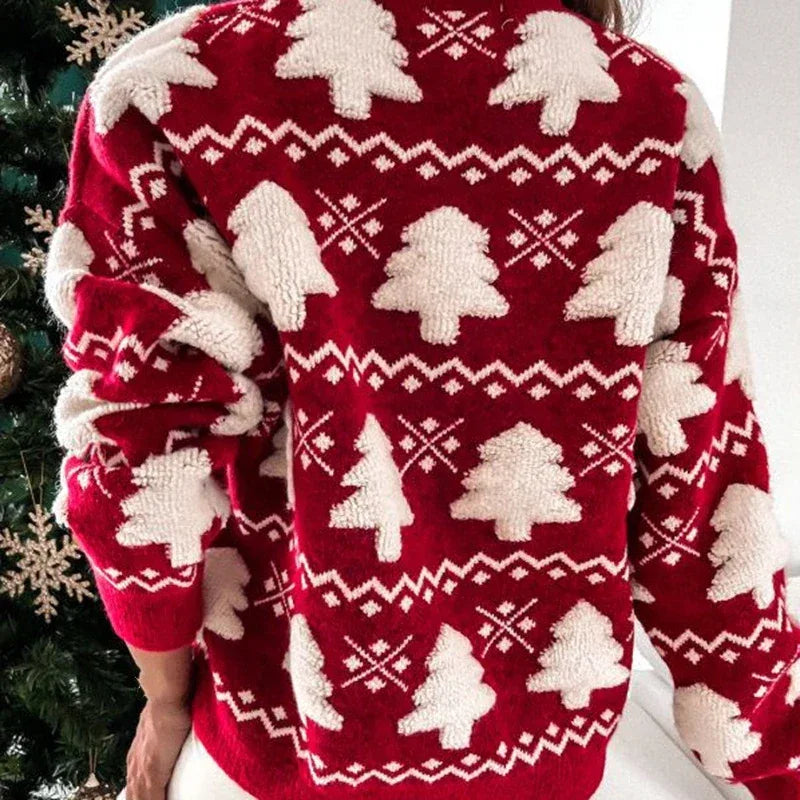 Winter 2025 Women Knitted Sweater 3D Santa Tree Print Warm Thick Jumpers Christmas Sweaters Long Sleeve Pullover Tops Xmas Look