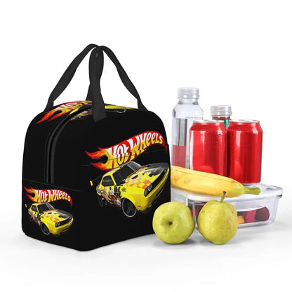 Custom Hot Wheels For Fans Thermal Insulated Lunch Bag Cartoon Sport Car Portable Lunch Container Travel Multifunction Food Box