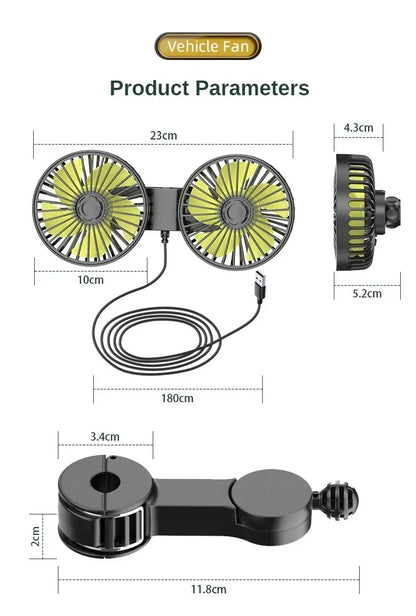 3-speed Car Fan Rear Seat Ventilador USB Freshener Air Conditioner Climatiseur Ventilateur Voiture Ventilatore Auto Cooler