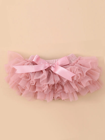 Boutique Baby Girls Tutu Bloomers Diaper Cover Newborn Soft Fluffy Solid Color Tulle Bloomer Skirts and Flower Headband Set