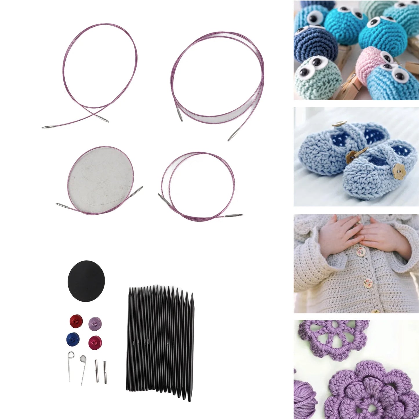 Blanket Knitting Needle Interchangeable Smoothing Circular Needle Set Anti Fatigue Handle Ergonomic Design 3 To 8mm for Family