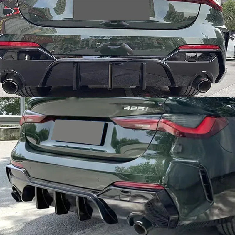 Magickit Rear Diffuser For BMW G22 G23 420i 430i 440i M Sport w/ LED 2020+ Carbon Look Rear Bumper Diffuser