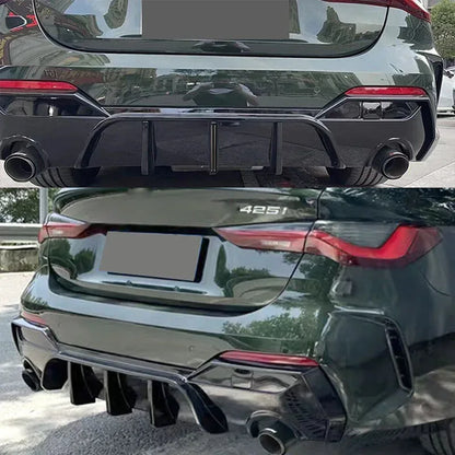 Magickit Rear Diffuser For BMW G22 G23 420i 430i 440i M Sport w/ LED 2020+ Carbon Look Rear Bumper Diffuser
