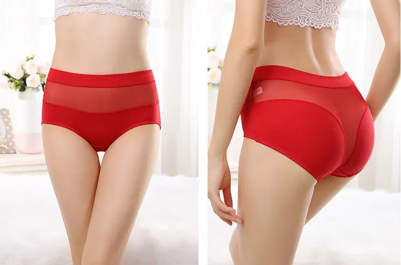 Large Size 110 Kg Triangle Underwear Women's Mesh High Waist Hip Fat Transparent Sexy Lingerie