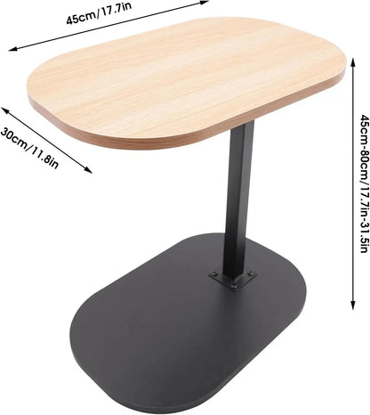 Height Adjustable Coffee Table, C-Shaped Side Table, 360° Swivel and Multi-Angle Tilt for Living Room, Office, Bedroom (Wood)