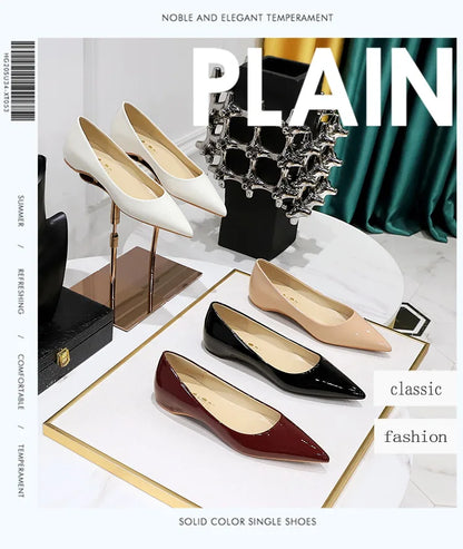 Patent Leather Women Flats Lady Sexy Evening Party Slip On Flat Shoes Women Sharp Pointed Low Heel Shoes Leisure Female Shoes