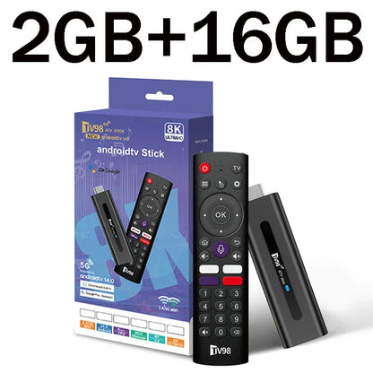 TV98 ATV Stick TV Stick Support HD 8K 4K Video BT5.0 4G 5G Dual WiFi6 Voice Remote Allwinner H313 Quad Core Smart 8GB 128GB iptv
