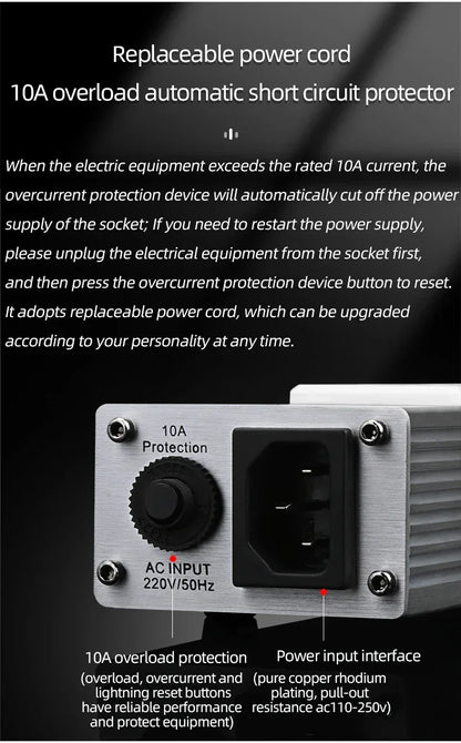 ATAUDIO Hifi Power Filter Power Power Conditioner Purifier Surge Protection with US Plug and Universal Socket