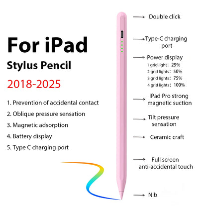 For Apple Pencil Stylus For iPad A16 Air 11 5 4 Pro 11th 13 12.9 M5 M4 M3 M2 Pens 10 9 8 10th 9th Generation Mini 7 6 Touch Pen