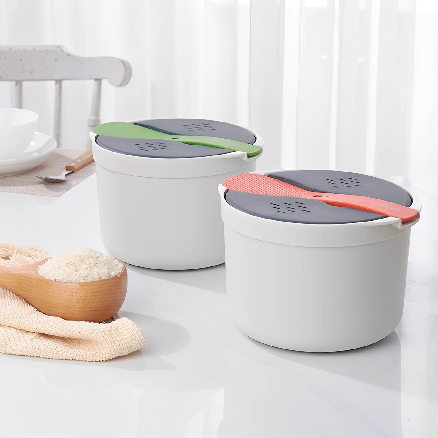Microwave Oven Rice Cooker Portable Food Container Multifunction Steamer Rice Cooker Bento Lunch Box Steaming Utensils